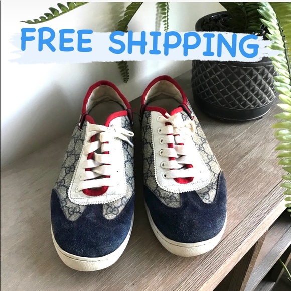 Gucci Other - GUCCI men’s navy blue supreme GG sneakers 43 or 10